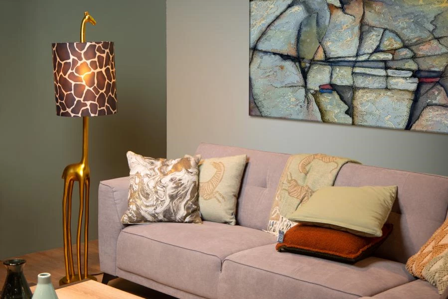 Lucide EXTRAVAGANZA MISS TALL - Floor lamp - Ø 31,5 cm - 1xE27 - Matt Gold / Brass - atmosphere 3